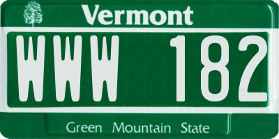 VT license plate WWW182