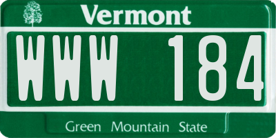 VT license plate WWW184
