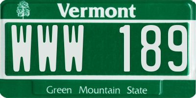 VT license plate WWW189
