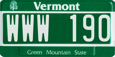 VT license plate WWW190