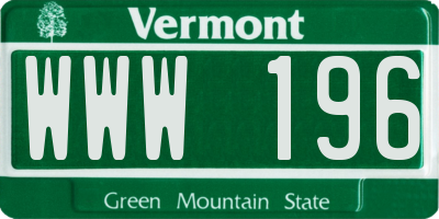 VT license plate WWW196