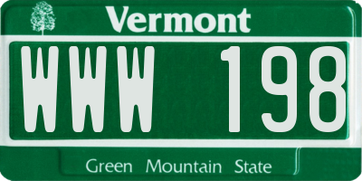 VT license plate WWW198
