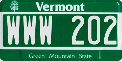 VT license plate WWW202