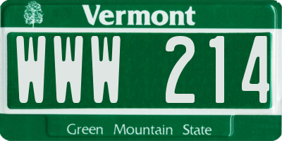 VT license plate WWW214