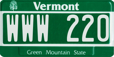 VT license plate WWW220