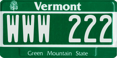 VT license plate WWW222