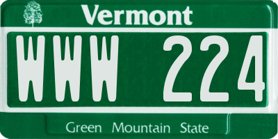 VT license plate WWW224