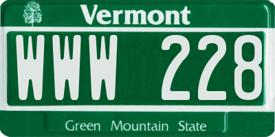VT license plate WWW228