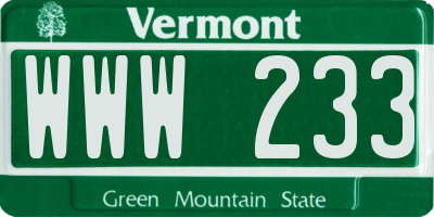 VT license plate WWW233
