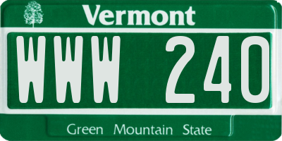 VT license plate WWW240