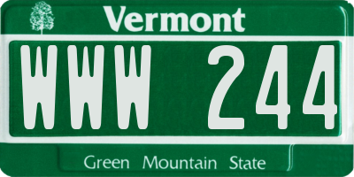 VT license plate WWW244
