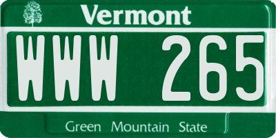 VT license plate WWW265