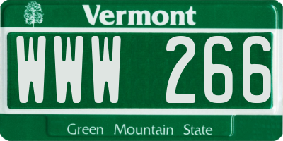 VT license plate WWW266