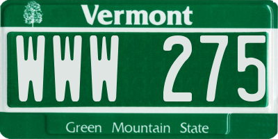 VT license plate WWW275