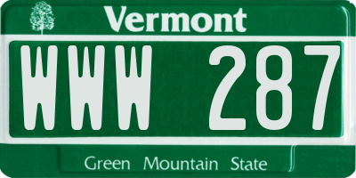 VT license plate WWW287