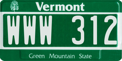 VT license plate WWW312