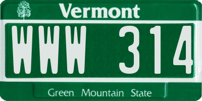 VT license plate WWW314