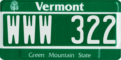 VT license plate WWW322