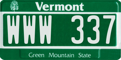 VT license plate WWW337