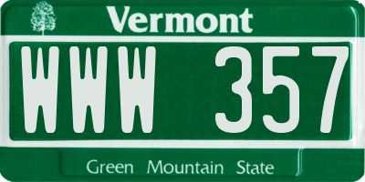 VT license plate WWW357