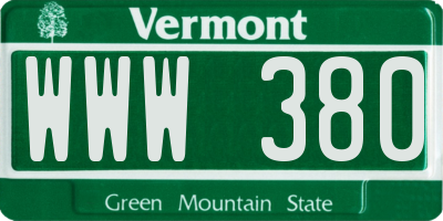 VT license plate WWW380