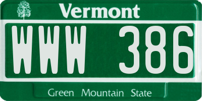 VT license plate WWW386