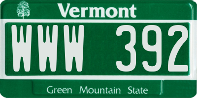VT license plate WWW392