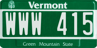 VT license plate WWW415