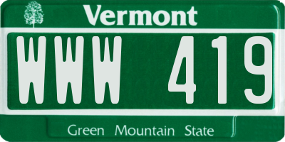 VT license plate WWW419