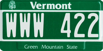 VT license plate WWW422