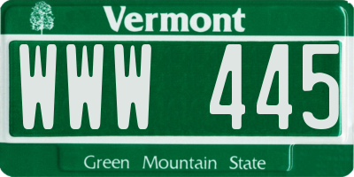 VT license plate WWW445