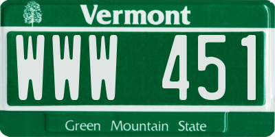 VT license plate WWW451