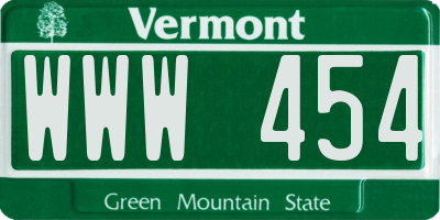 VT license plate WWW454