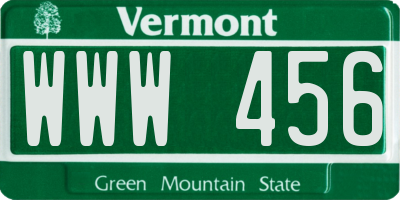 VT license plate WWW456