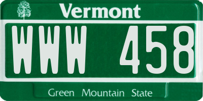 VT license plate WWW458