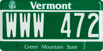 VT license plate WWW472