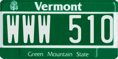 VT license plate WWW510