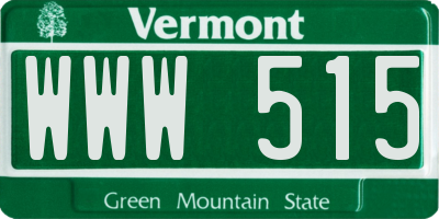 VT license plate WWW515
