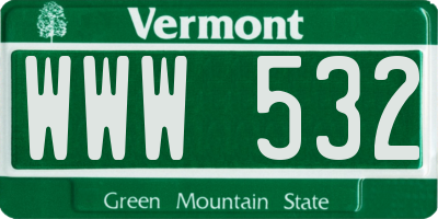 VT license plate WWW532