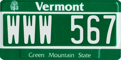 VT license plate WWW567
