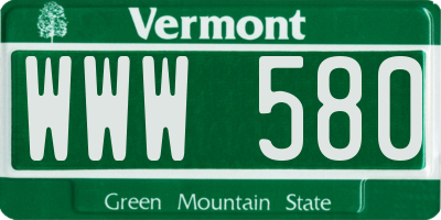 VT license plate WWW580