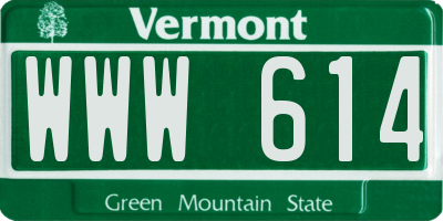 VT license plate WWW614