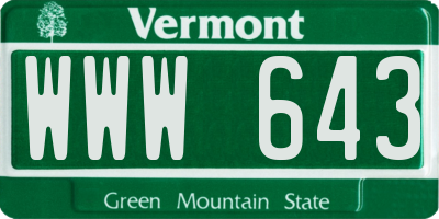 VT license plate WWW643