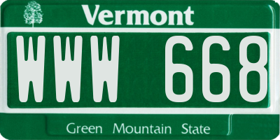 VT license plate WWW668