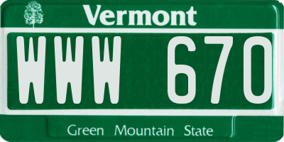 VT license plate WWW670