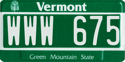 VT license plate WWW675