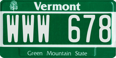 VT license plate WWW678