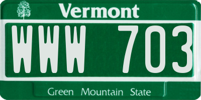 VT license plate WWW703