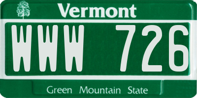 VT license plate WWW726