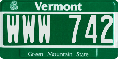 VT license plate WWW742